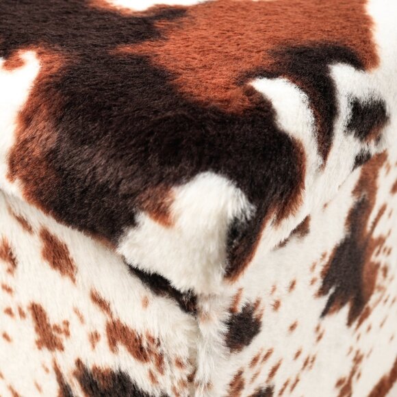 Go-Poufs Knock-Down Rectangular Faux Cowhide Storage Ottoman | 30"x15"x15" - Picture 3 of 9